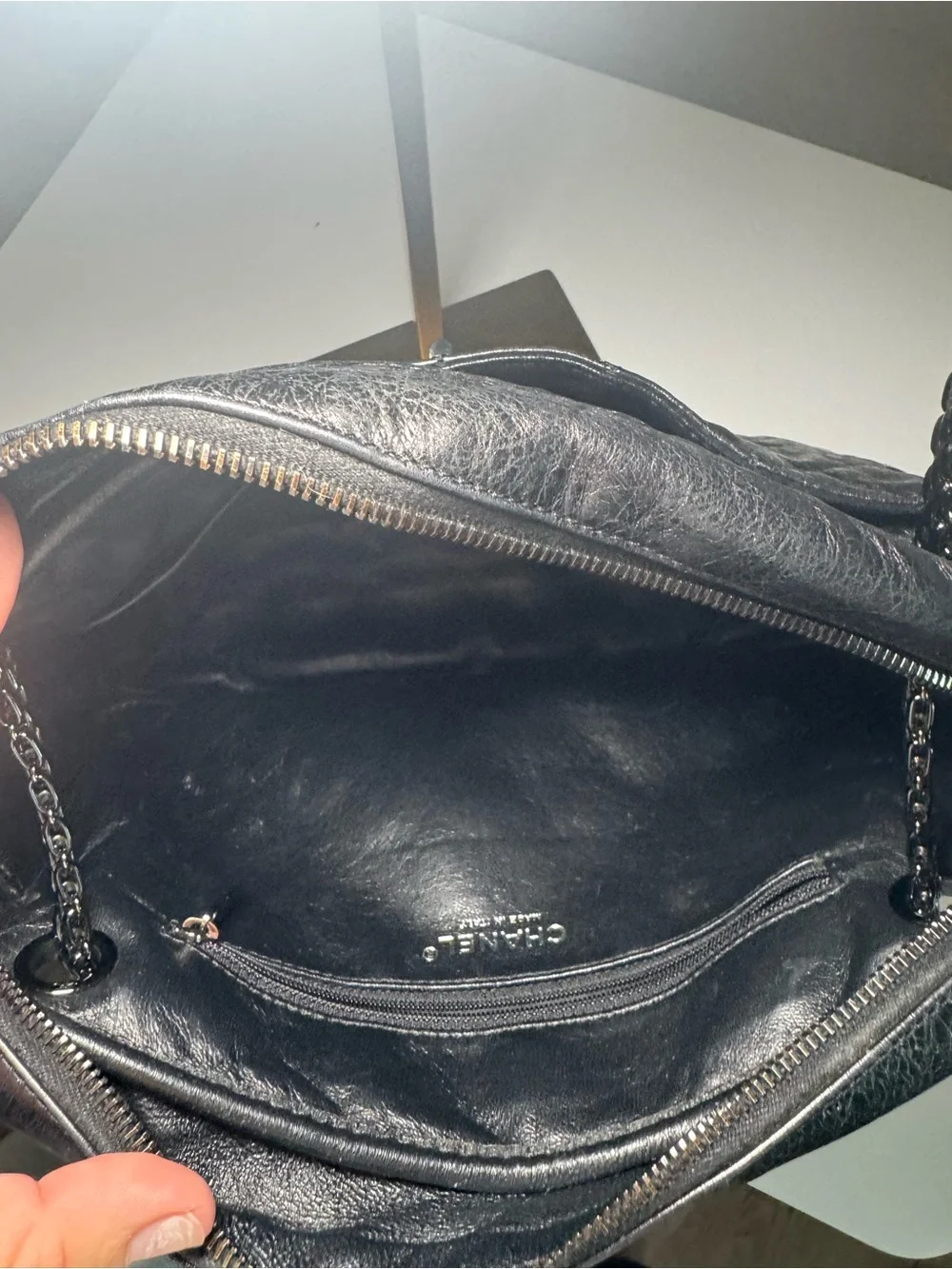 Authentic CHANEL 2.55 Reissue Medium Camera Bag Black Aged Calfskin Ruthenium